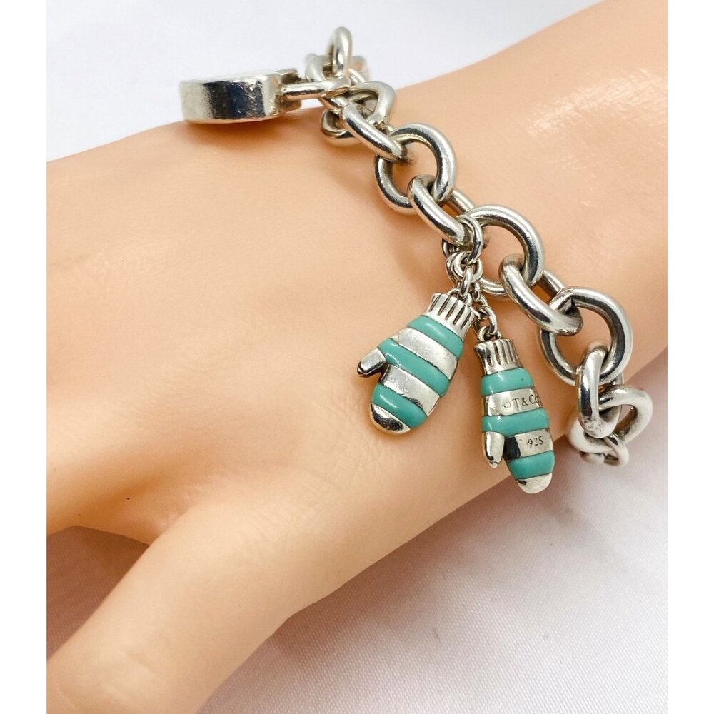 Tiffany & Co Sterling Silver 925 Mittens, Padlock Bracelet 7.5"